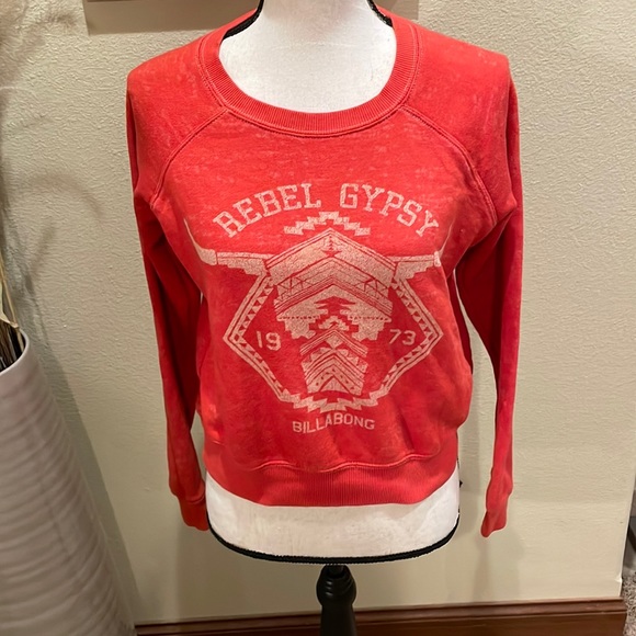 BILLABONG Rebel Gypsy Cow Skull Graphic Vintage Inspired Sweatshirt Size M - Picture 4 of 10